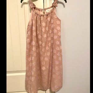 Pink dress with embroidered flowers